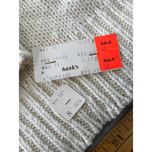 Vintage 90s College Point Sweater Size Medium Crochet Peter Pan Deadstock NEW - Picture 3 of 8